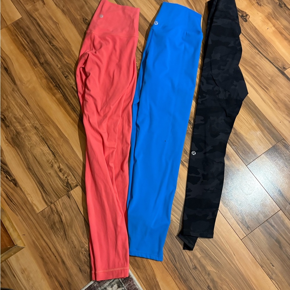 lululemon athletica Kids Leggings Trio - Coral, Blue, Black